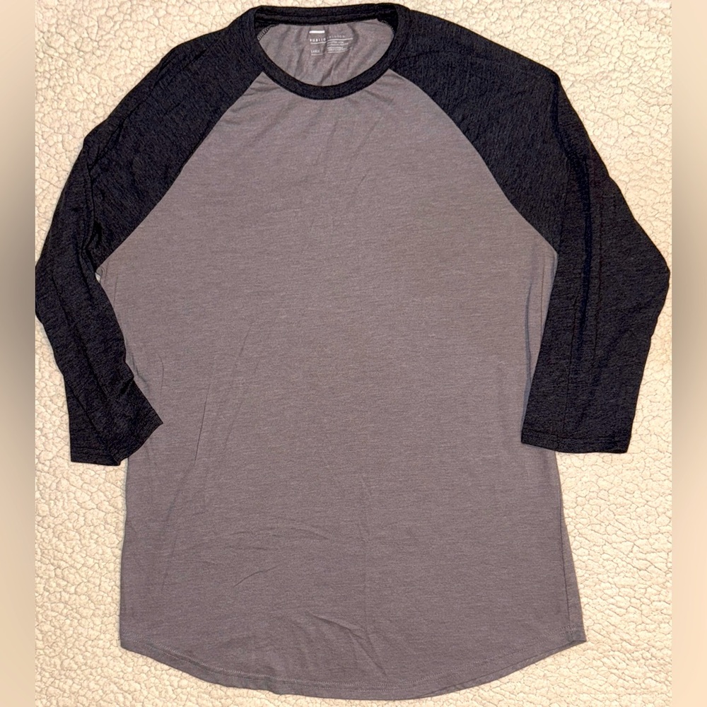 Public Opinion Gray Two Toned Baseball Tee Shirt Men’s size Large